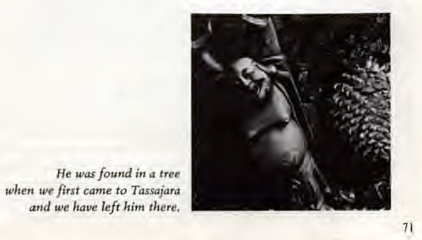 Machine generated alternative text:
He was found in a tree 
when tee first came to Tassaiara 
and we have left him there. 
71 