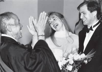 Image result for Kobun Chino Otogawa happily clapping after marrying Steve and Laurene.