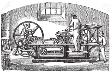 printing press engraving of