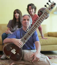Photo of Joe, his wife Daria, and Amy Wigton at a recording session for her Album, Strawberry Fields Forever, Songs by the Beatles