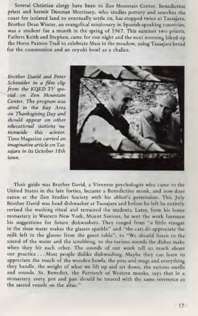 Page of Wind Bell about Brother David